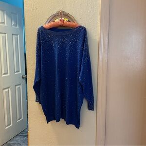 Elegant Blue Sparkling Sweater